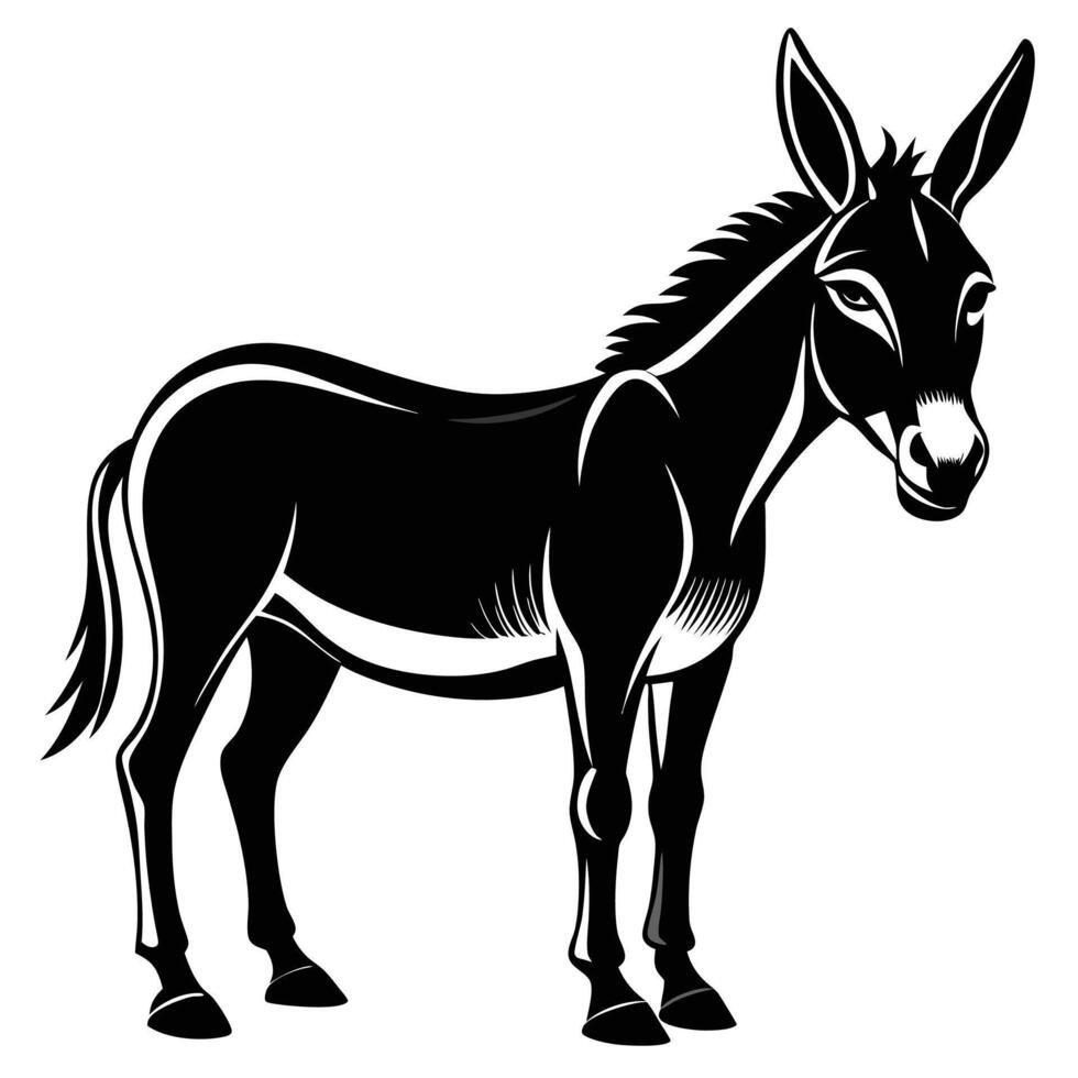a black and white donkey on a white background vector