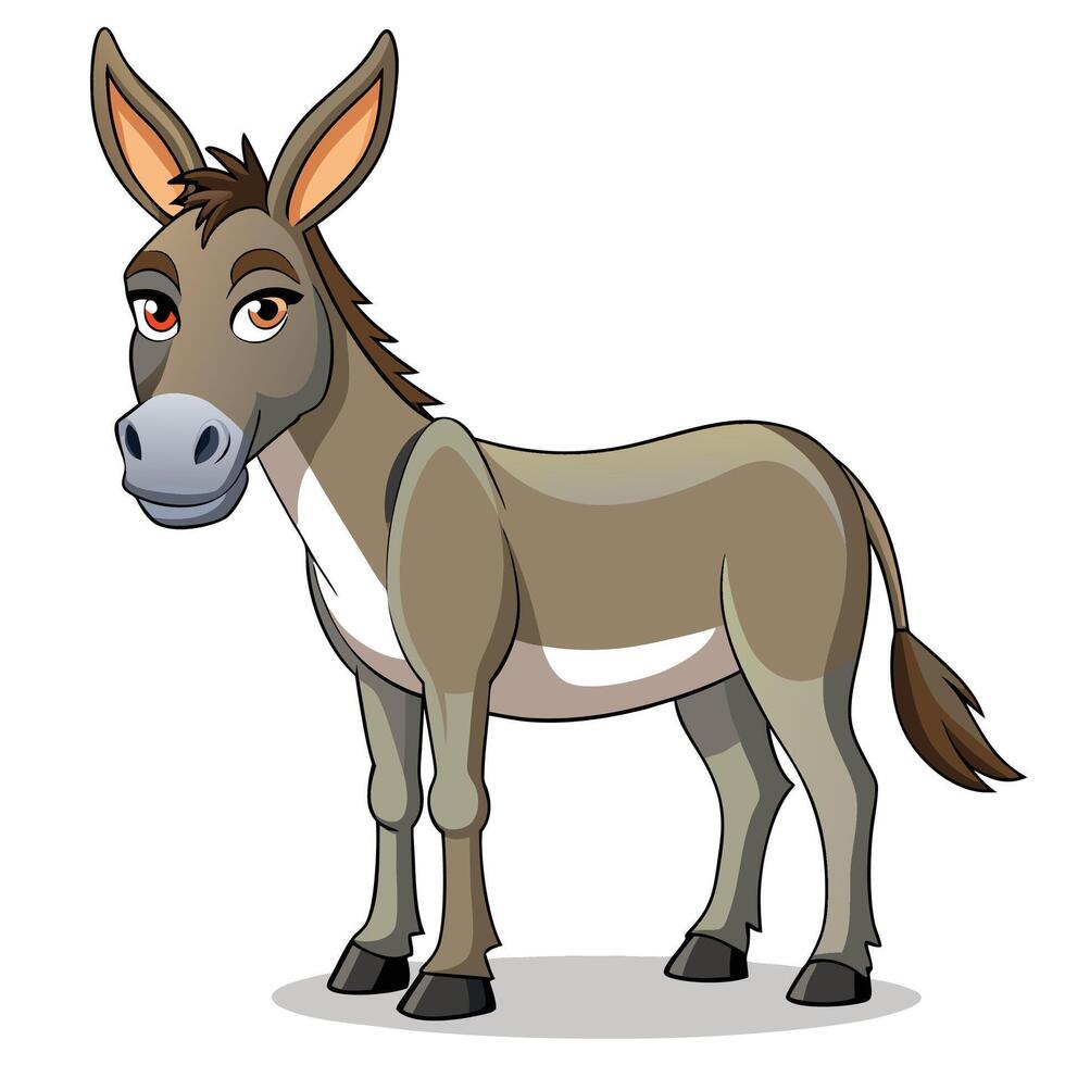 cartoon donkey standing on white background vector