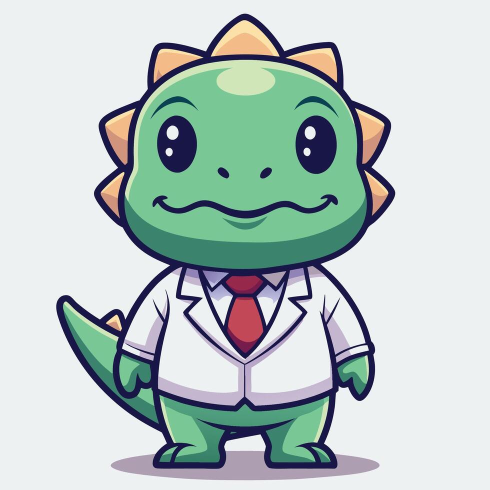 cartoon dinosaur in a suit with a tie vector