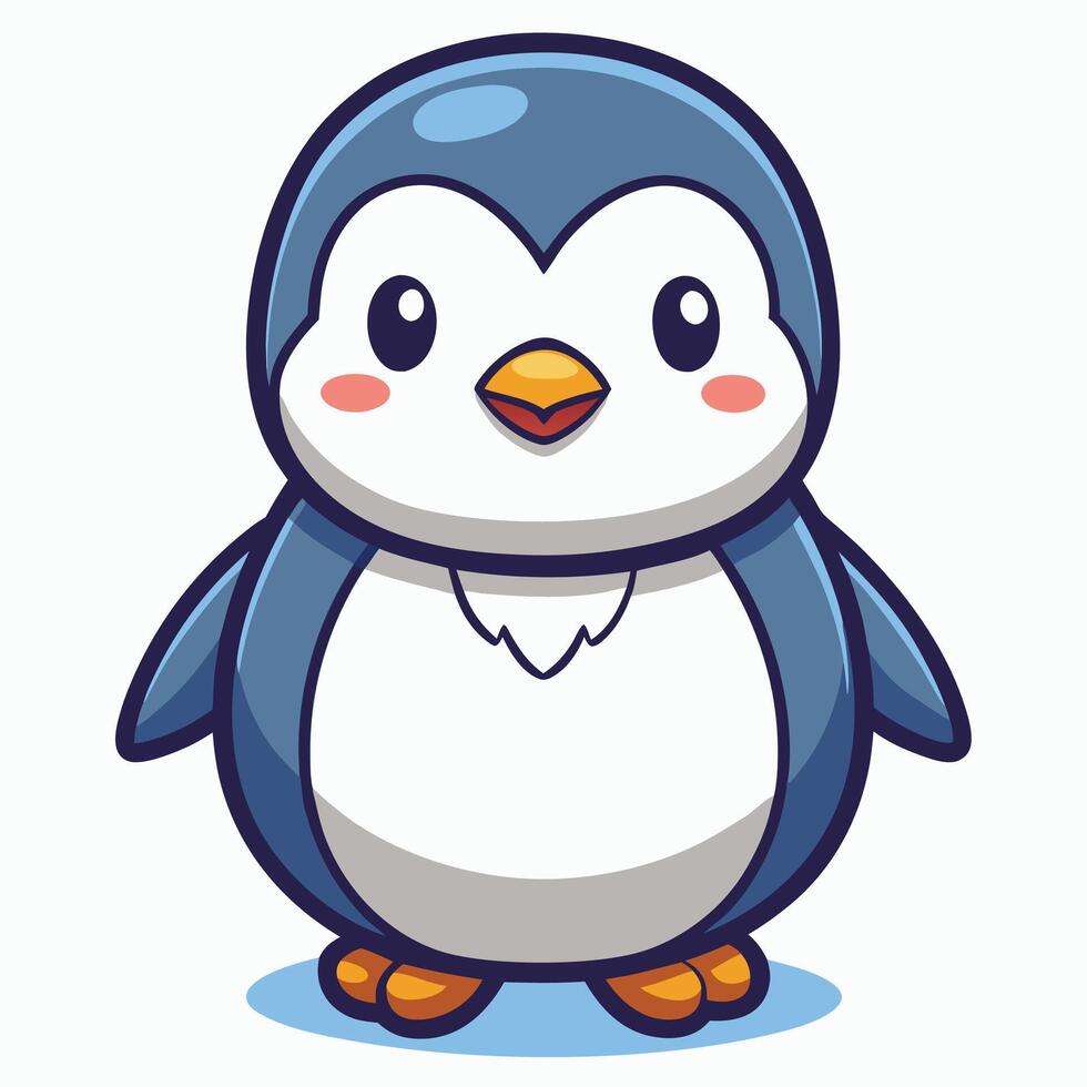 a cartoon penguin standing with its legs crossed vector