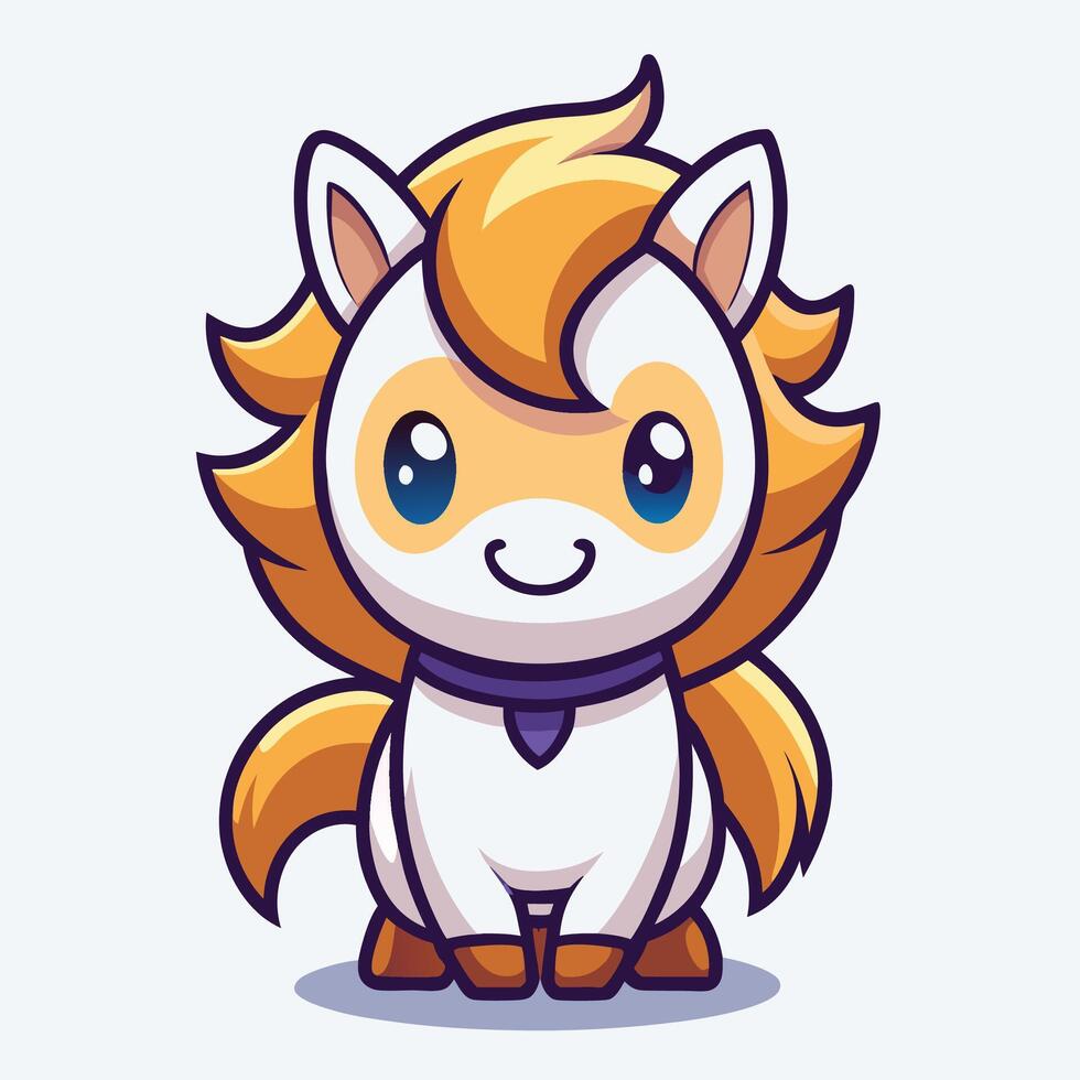 a cartoon horse with a purple mane and a blue collar vector