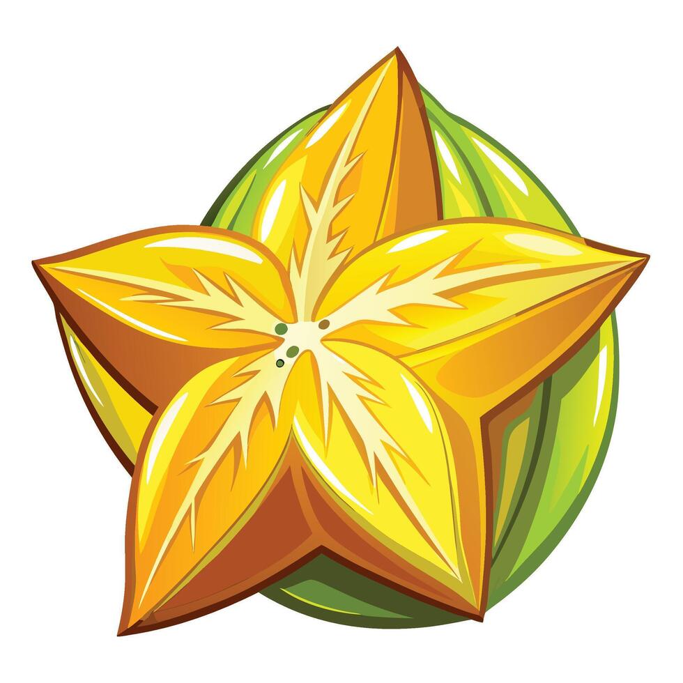 a star shaped fruit with yellow and green leaves vector