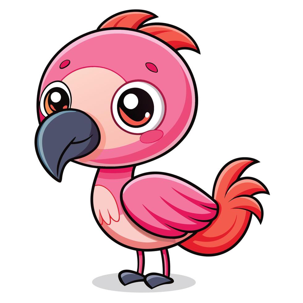 cute pink flamingo bird illustration vector