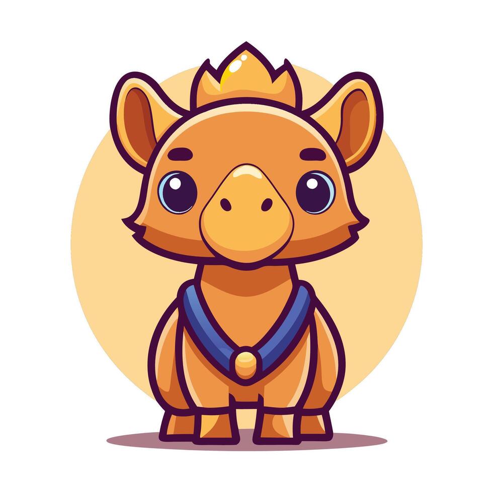 cute cartoon camel with blue collar and blue ribbon vector