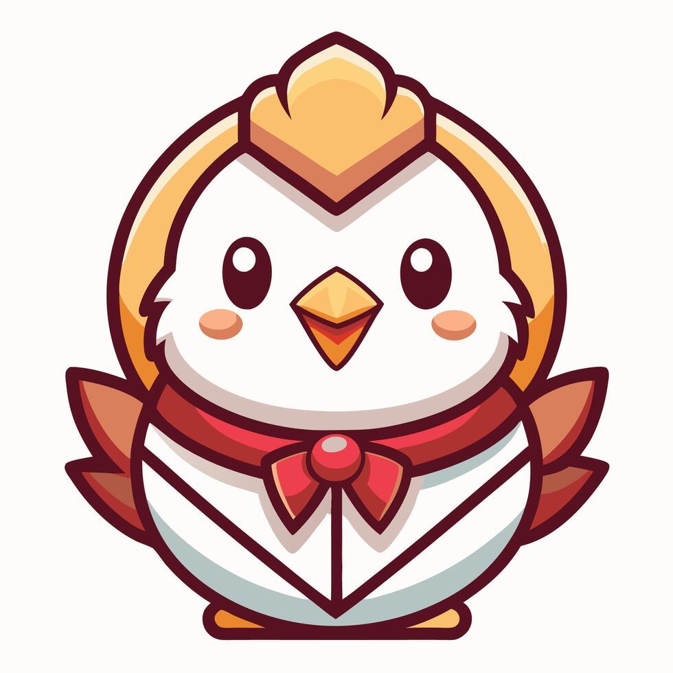 a cartoon chicken with a bow tie on its head vector