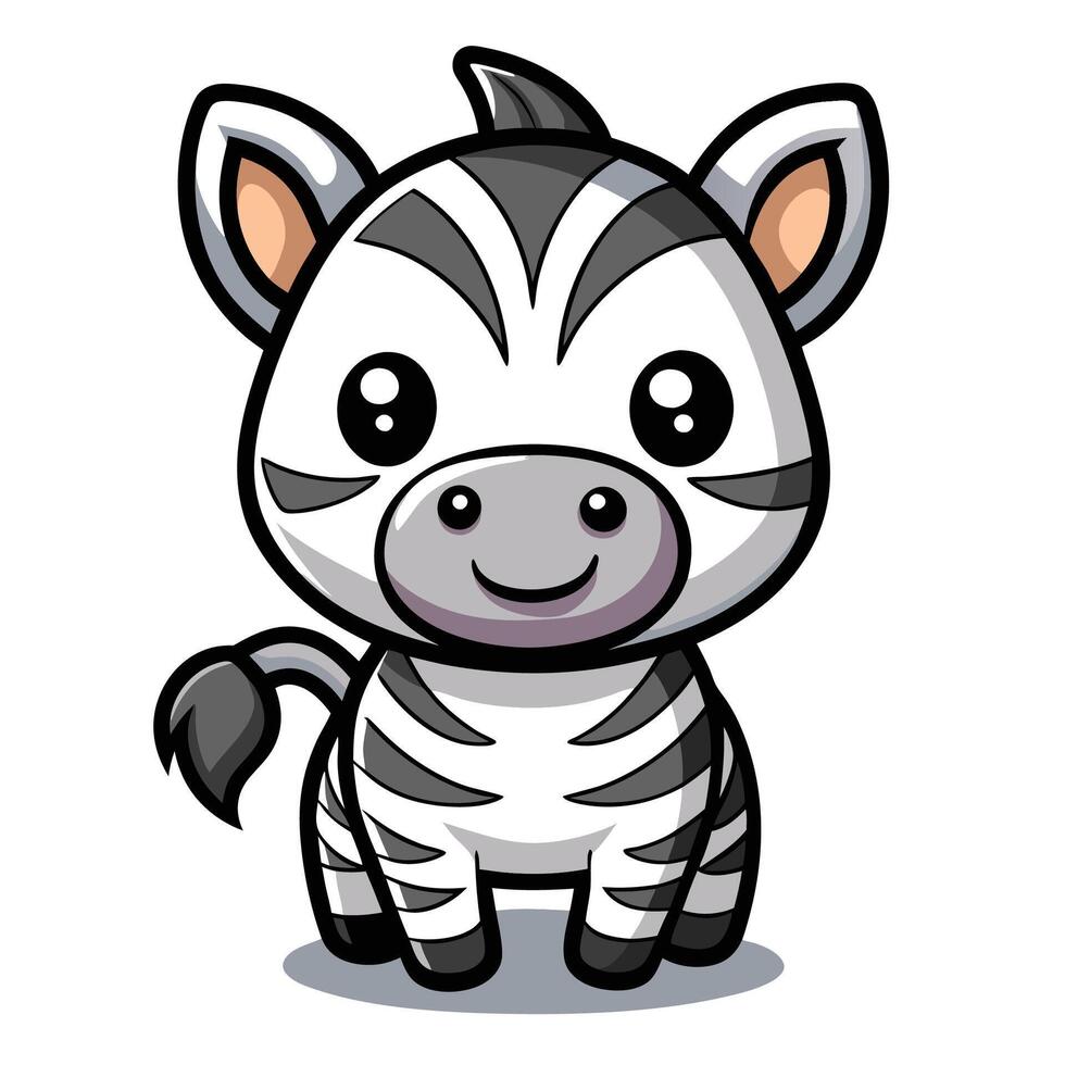 a cartoon zebra standing up with a big smile vector