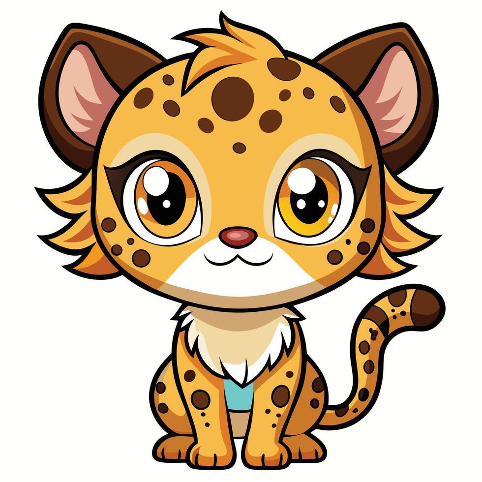 a cartoon leopard with big eyes and a big nose vector