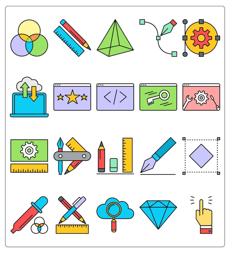 A set of 20 web design icons as infographic circles, geometry, 3d design vector