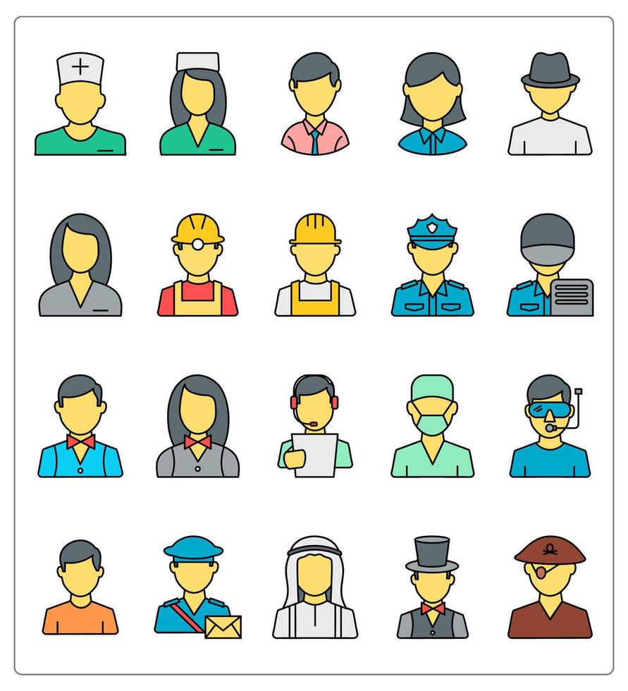 A set of 20 people icons as doctor, nurse, boy vector