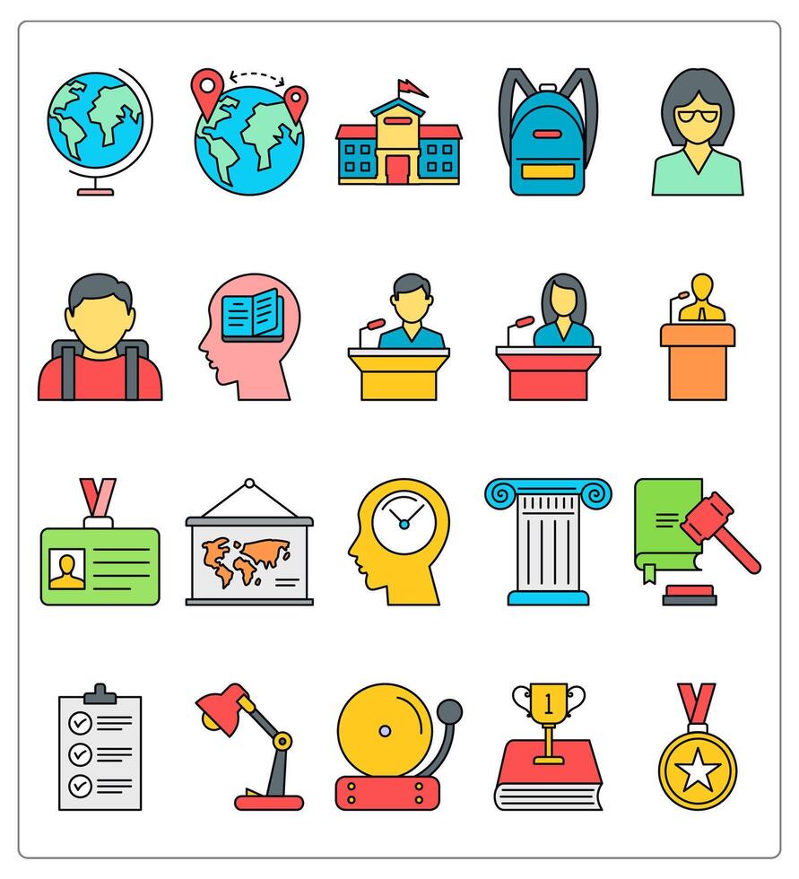 A set of 20 education icons as globe, distance learning, school vector