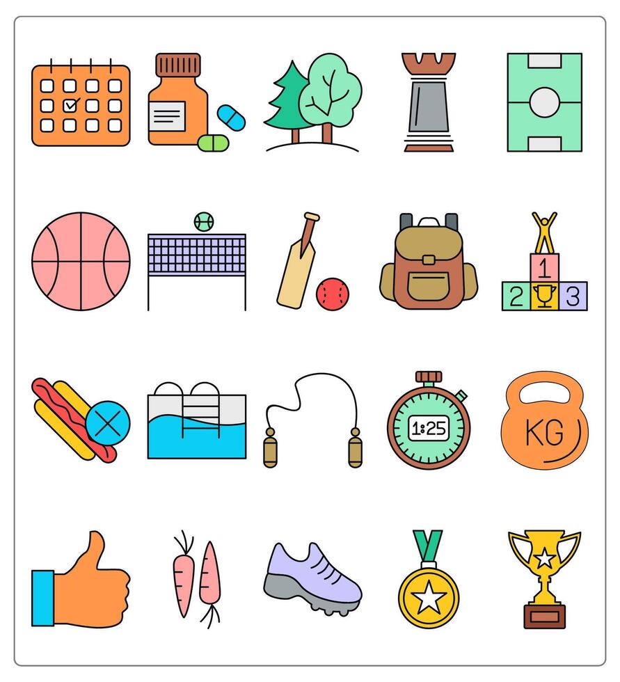 A set of 20 health icons as appointment, medicine, trees vector