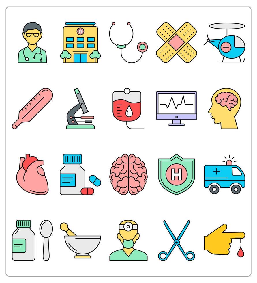 A set of 20 medical icons as doctor, hospital, stetoscope vector