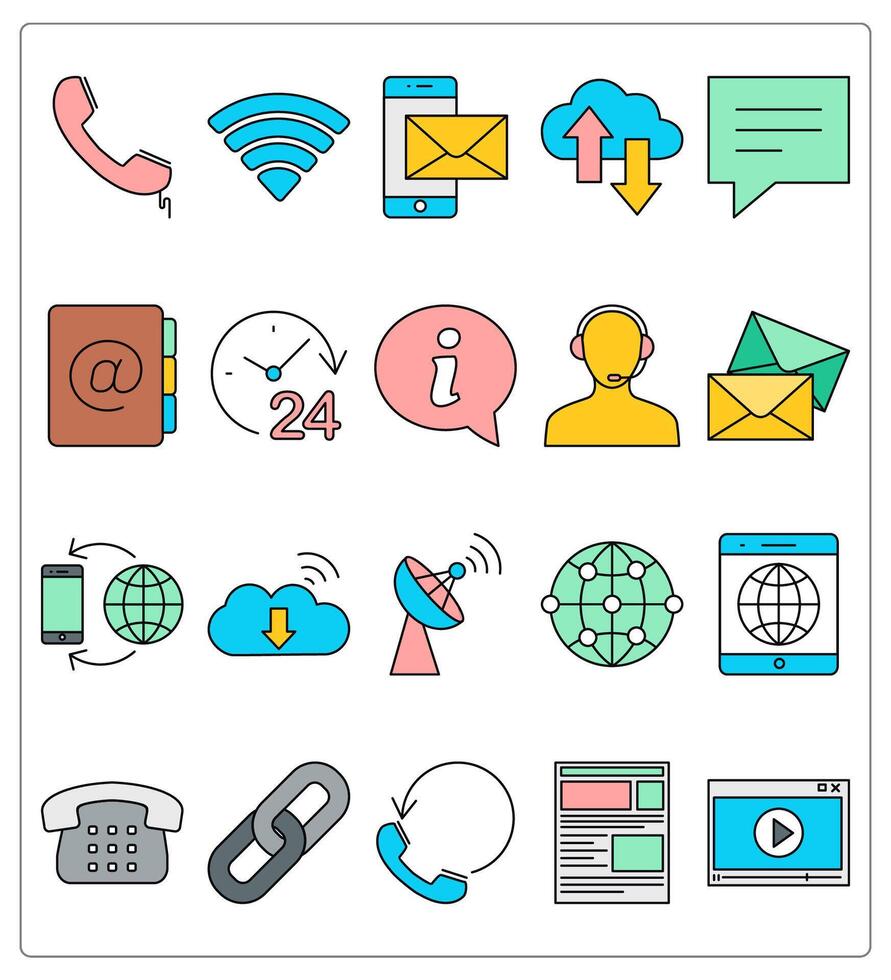 A set of 20 communication icons as call, wifi, mobile sms vector
