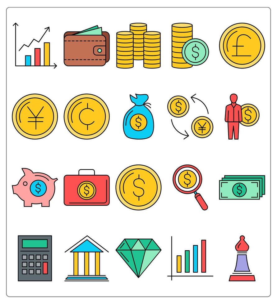 A set of 20 business icons as business growth, wallet vector