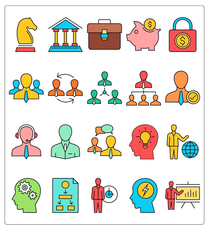 A set of 20 business icons as strategy, financial institution, portfolio vector