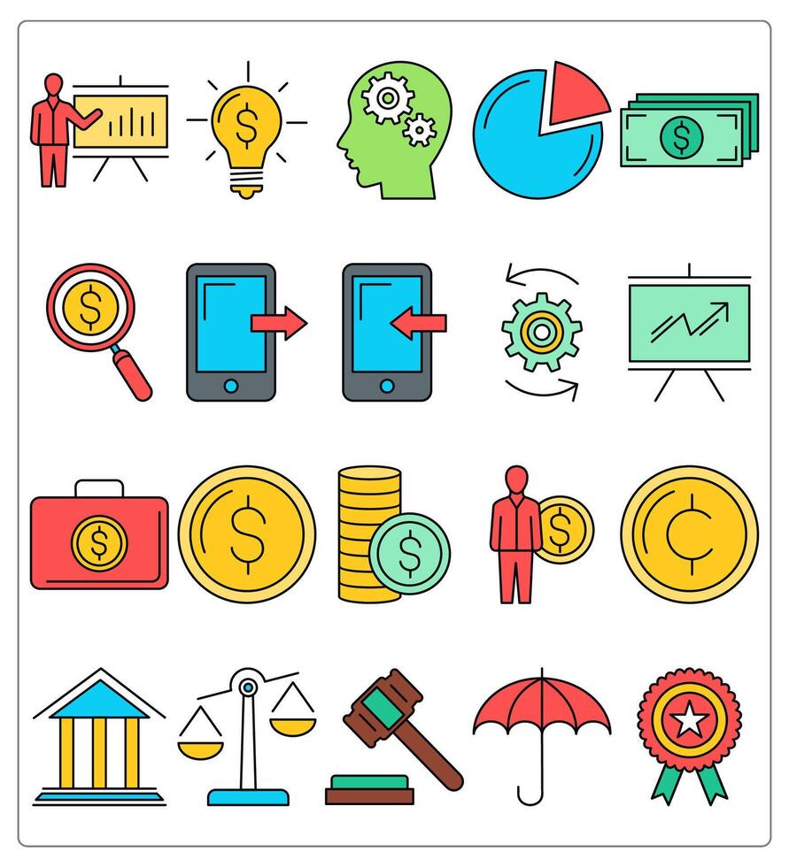 A set of 20 business icons as business presentation, idea, business management vector