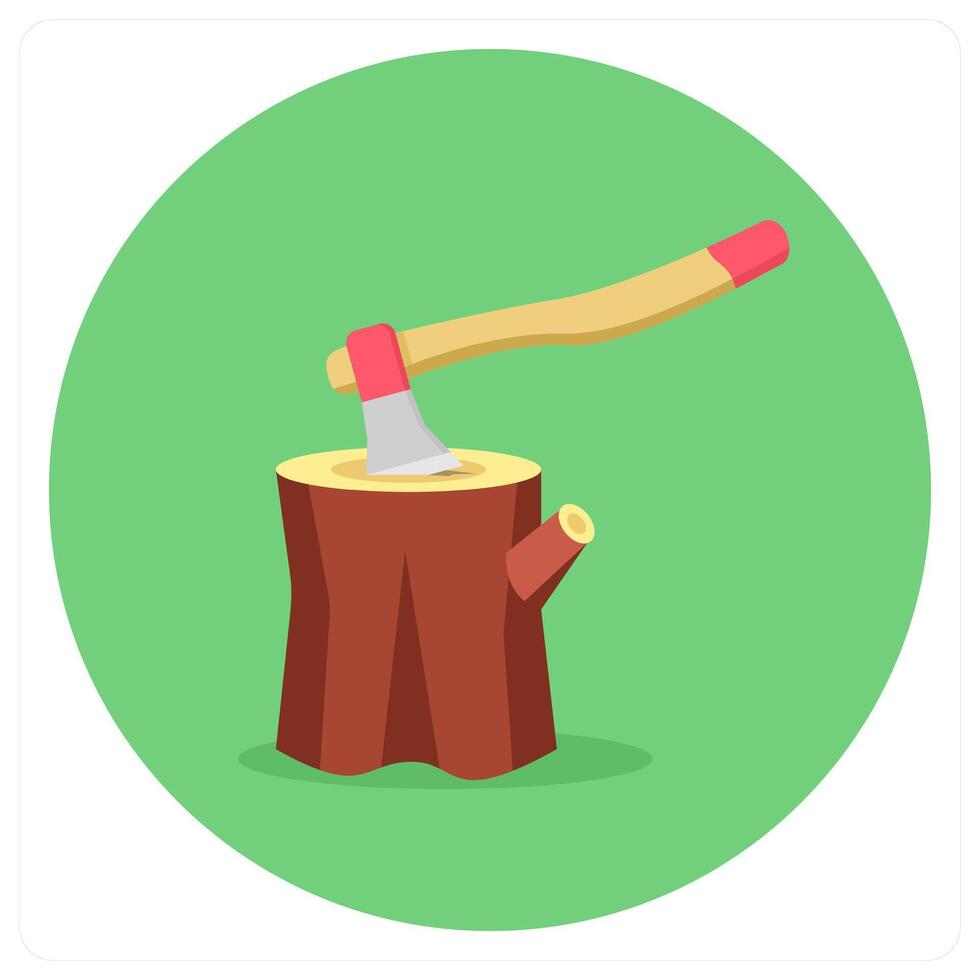 Wood Cutting and axe icon concept vector