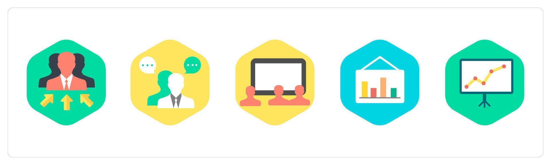 A set of 5 mix icons as business manager, business conversation vector