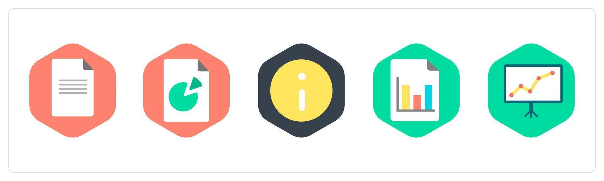A set of 5 mix icons as document, data, information vector