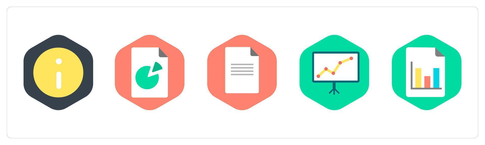 A set of 5 mix icons as information, data, document vector