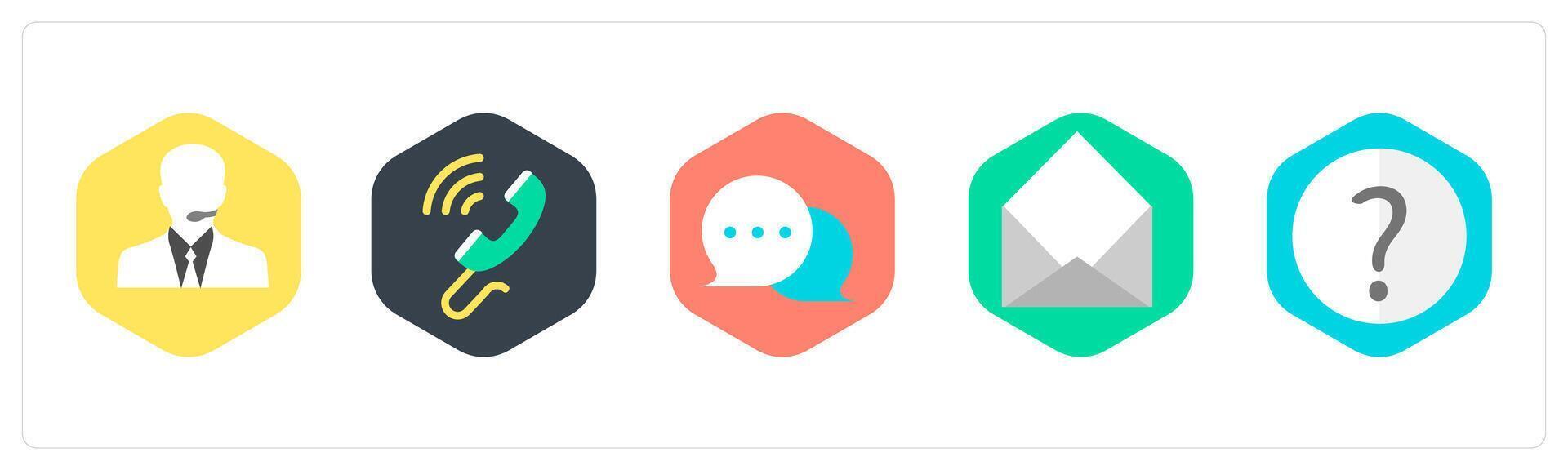 A set of 5 mix icons as customer support, wifi calling, message vector
