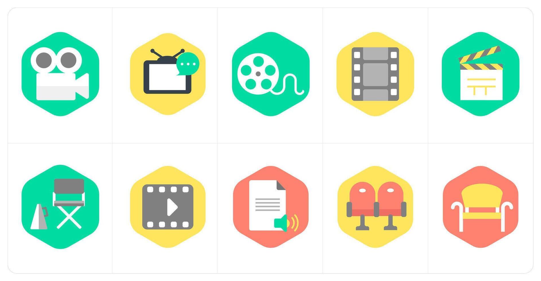 A set of 10 mix icons as camera, television, reel vector