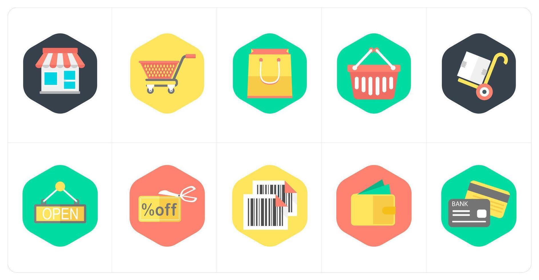 A set of 10 mix icons as store, cart, shopping bag vector