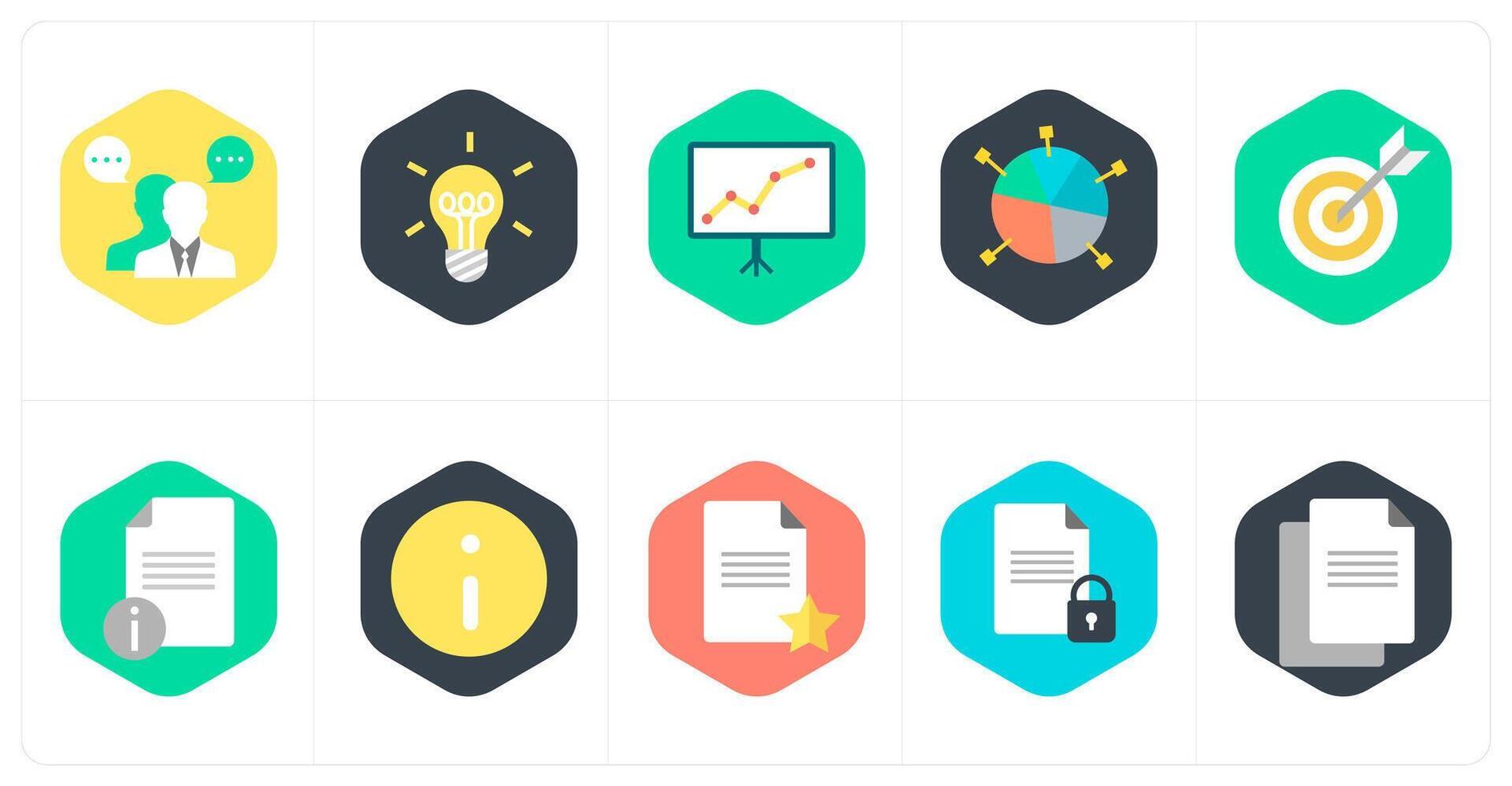 A set of 10 mix icons as business conversation, idea, board analysis vector
