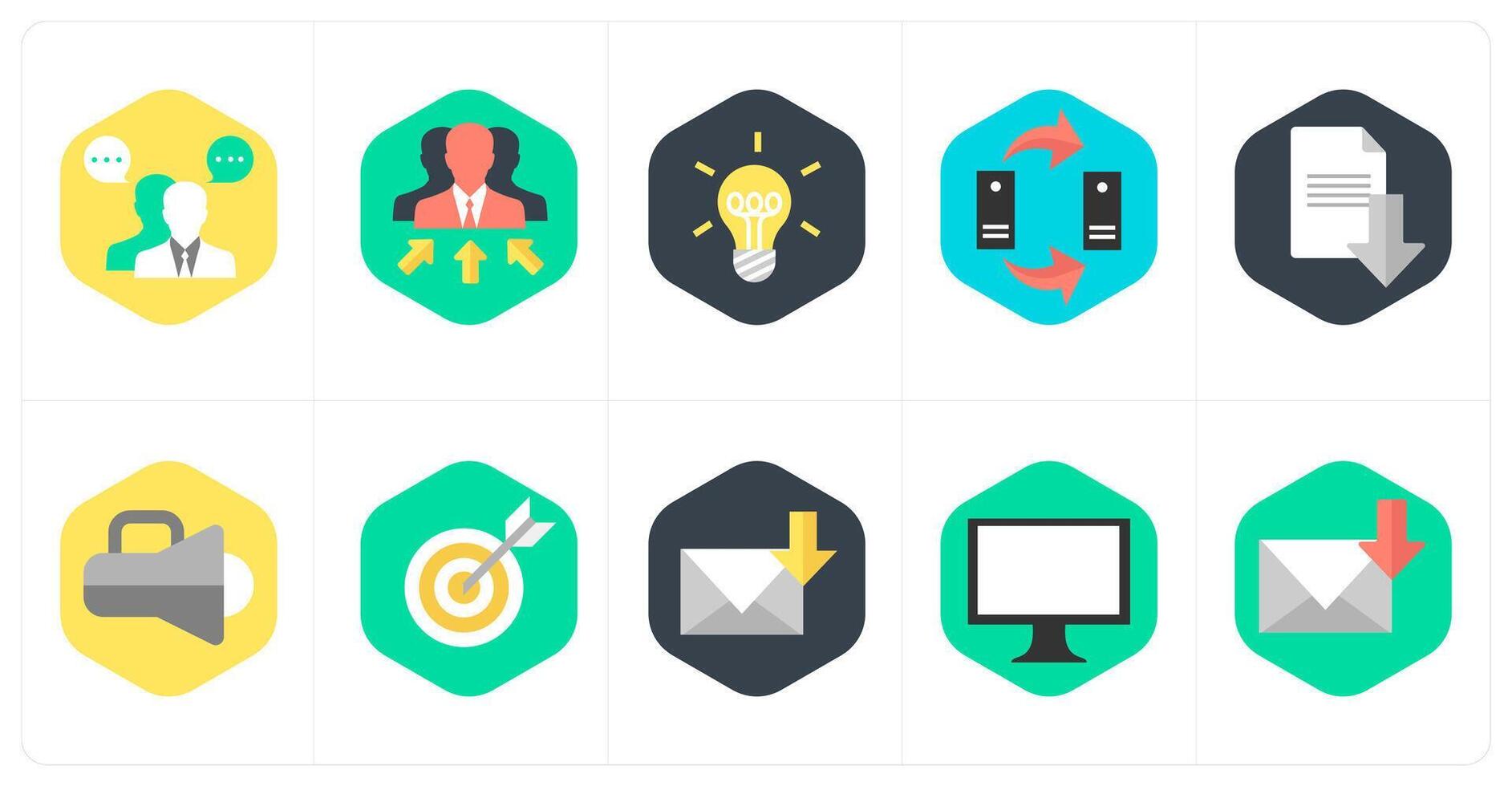 A set of 10 mix icons as business conversation, business manager, idea vector