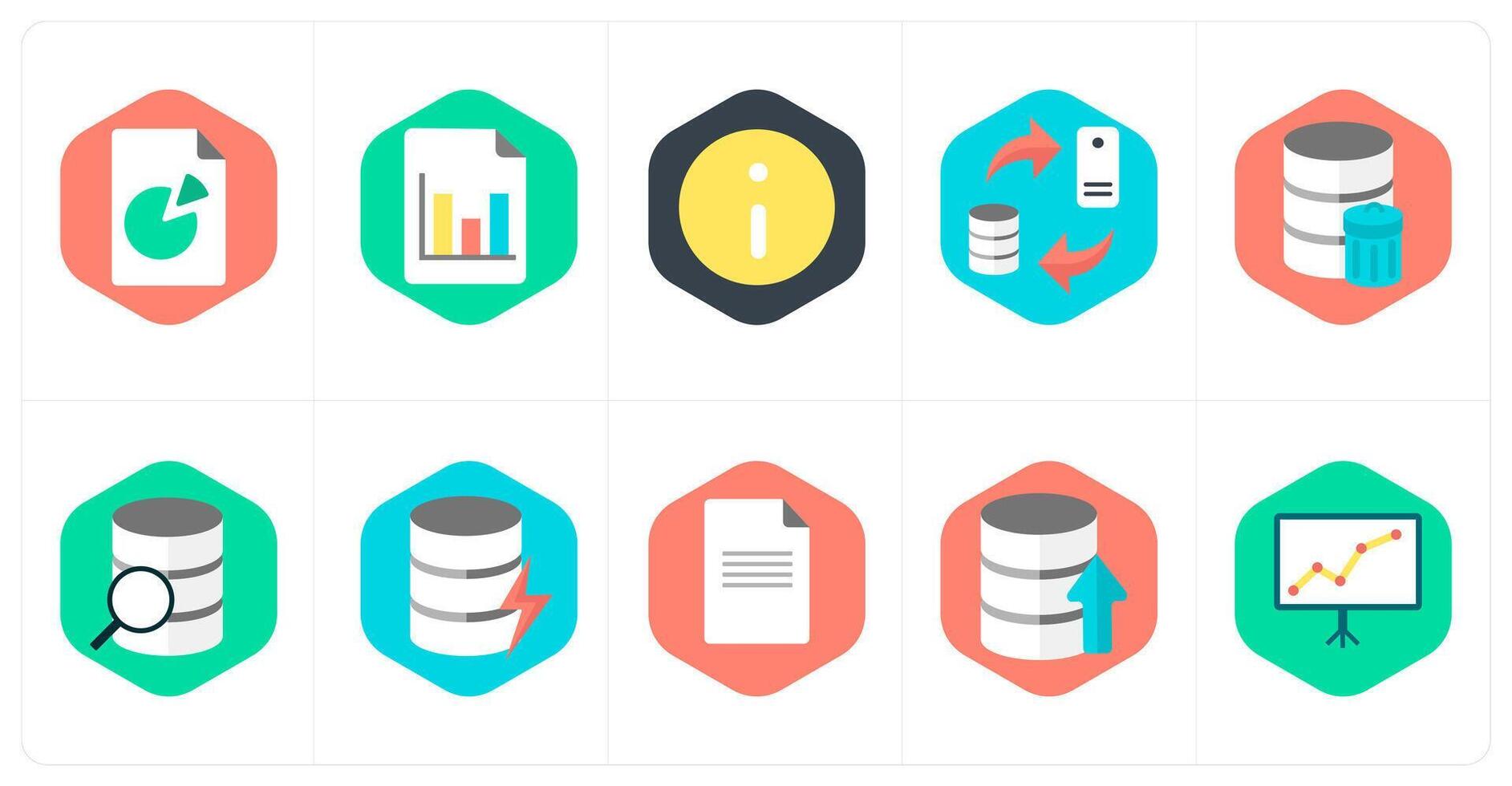 A set of 10 mix icons as data, analysis, information vector