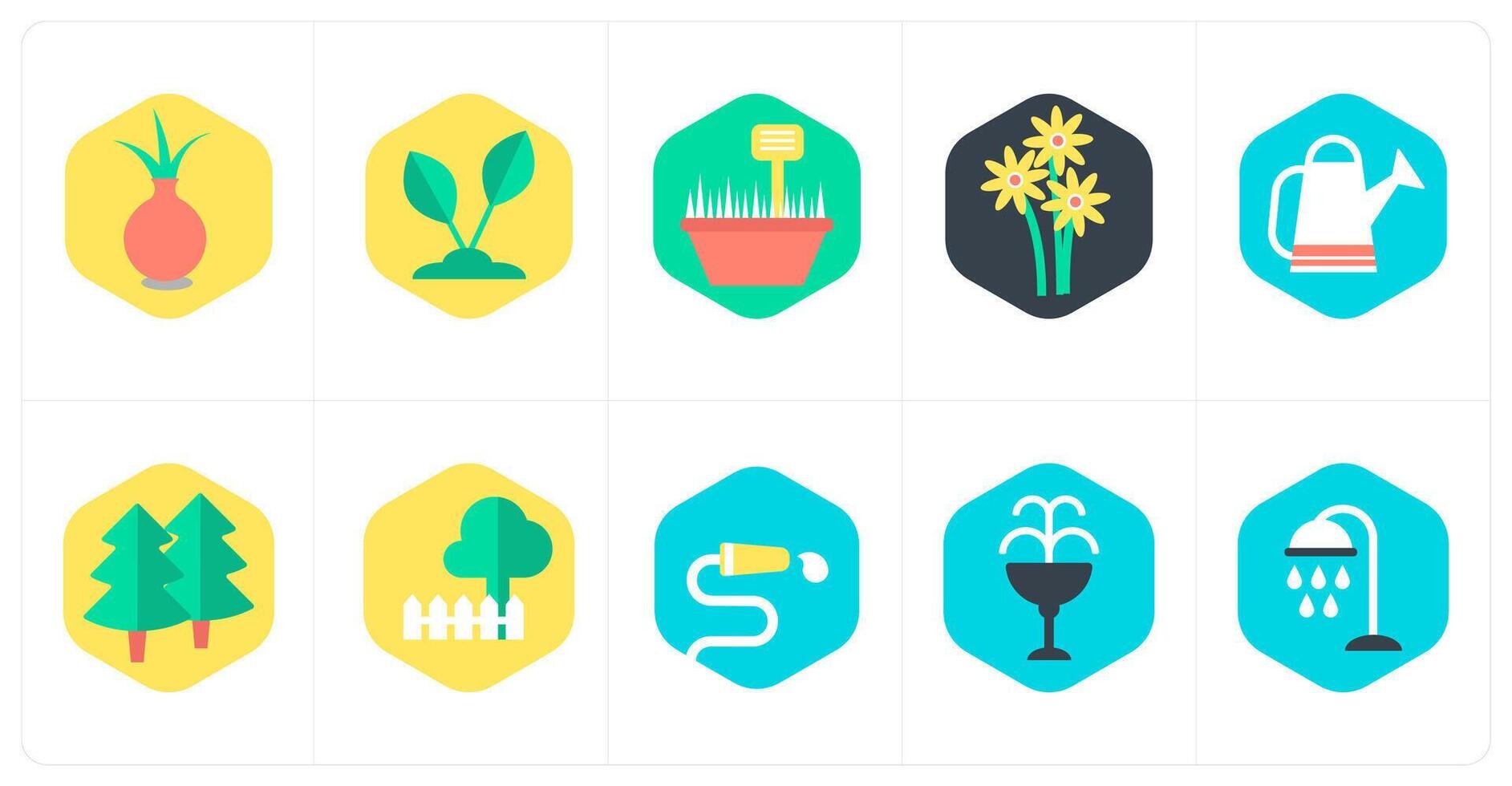 A set of 10 mix icons as flower pot, plant, cactus vector