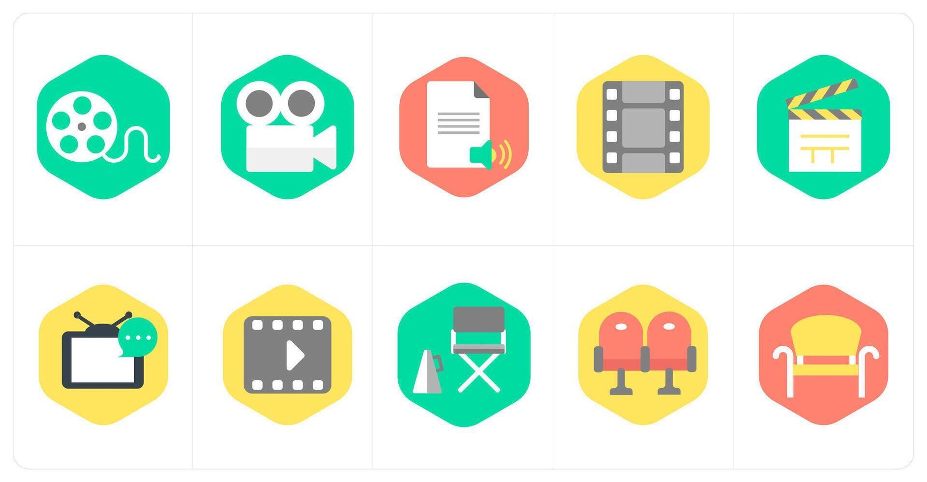 A set of 10 mix icons as reel, camera, content vector