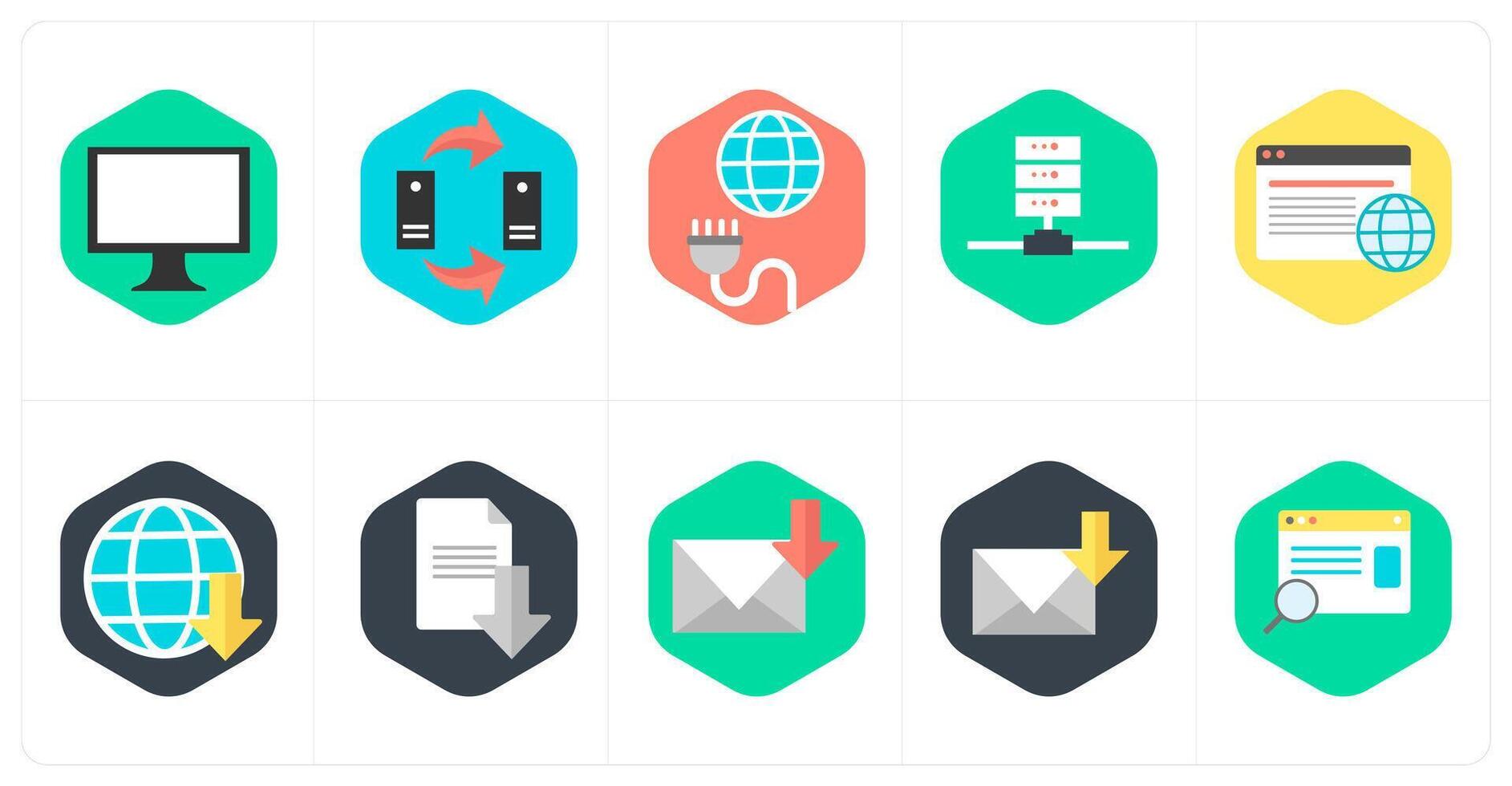 A set of 10 mix icons as computer, data transfer, global connection vector