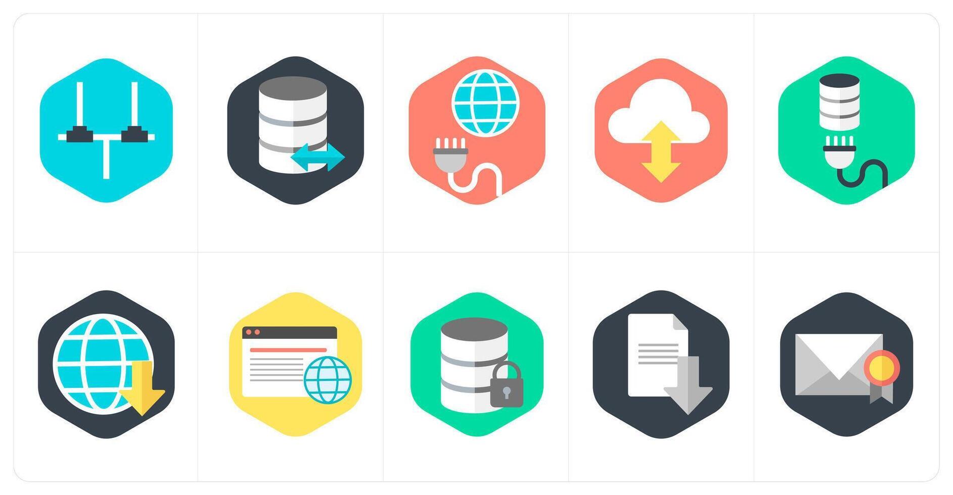 un conjunto de 10 mezcla íconos como red, servidor, global conexión vector