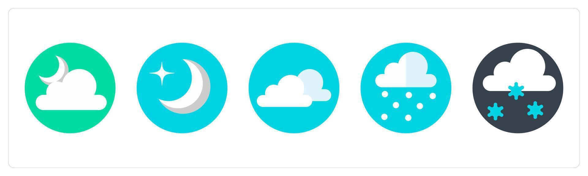 A set of 5 mix icons as night, half moon, cloud vector