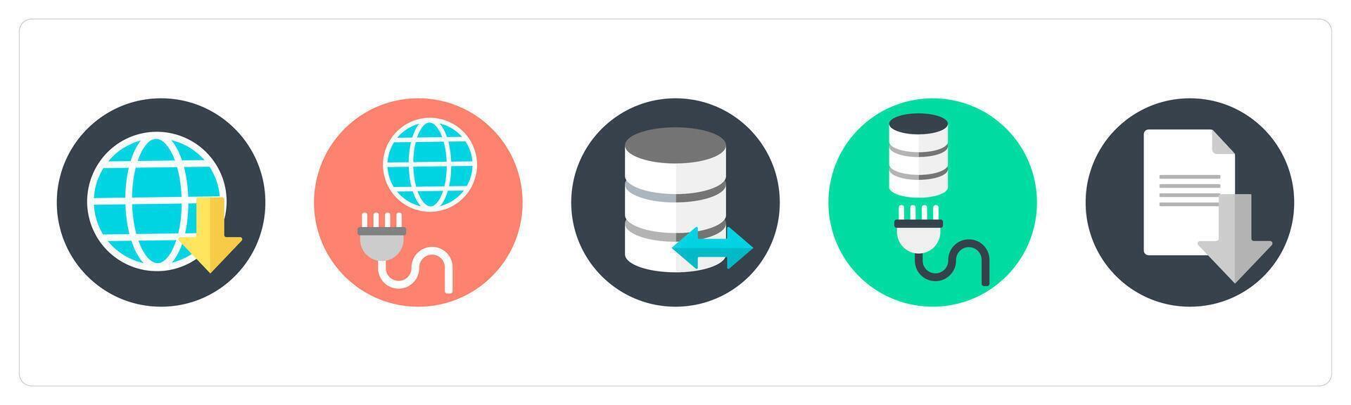 A set of 5 mix icons as globe, global connection, server vector