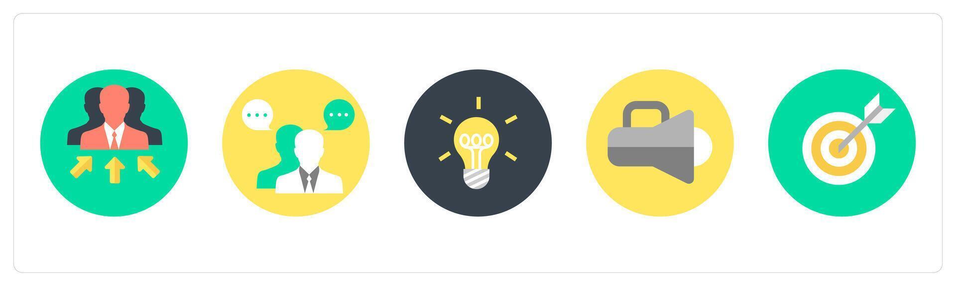 A set of 5 mix icons as business manager, business conversation, idea vector