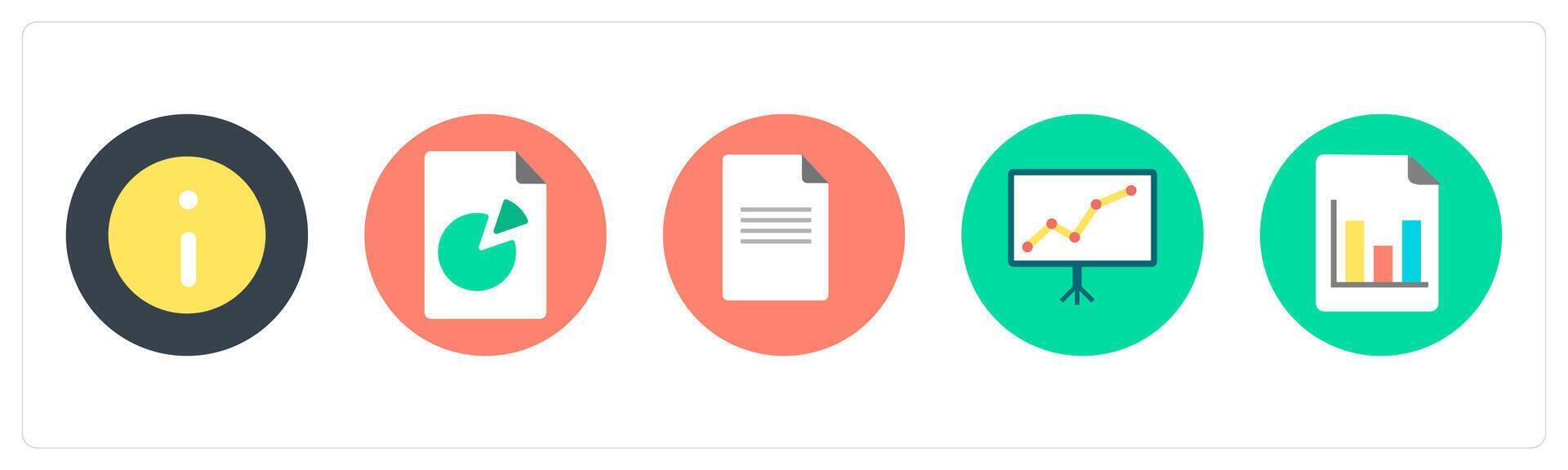 A set of 5 mix icons as information, data, document vector