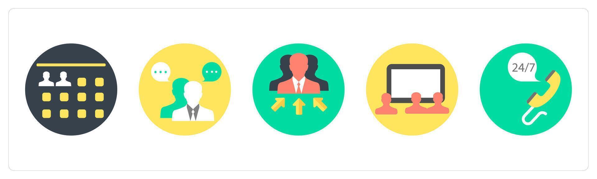 A set of 5 mix icons as user details, business conversation, business manager vector