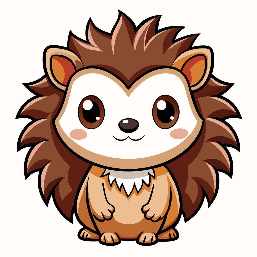 a cartoon hedgehog with big eyes and a big nose vector