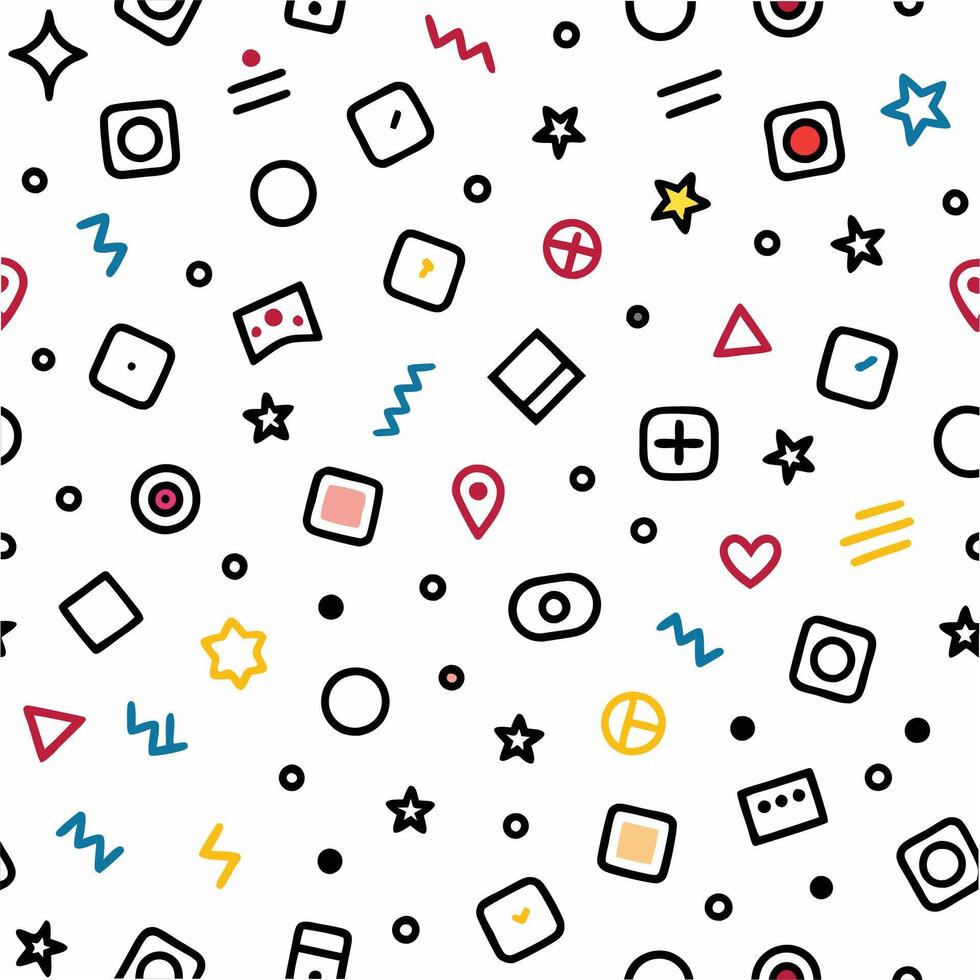 a seamless pattern with various shapes and symbols vector