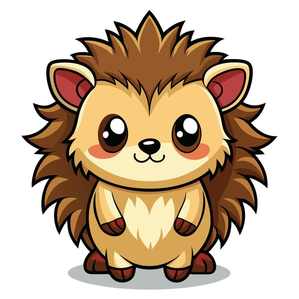 a cartoon hedgehog with big eyes and a big nose vector