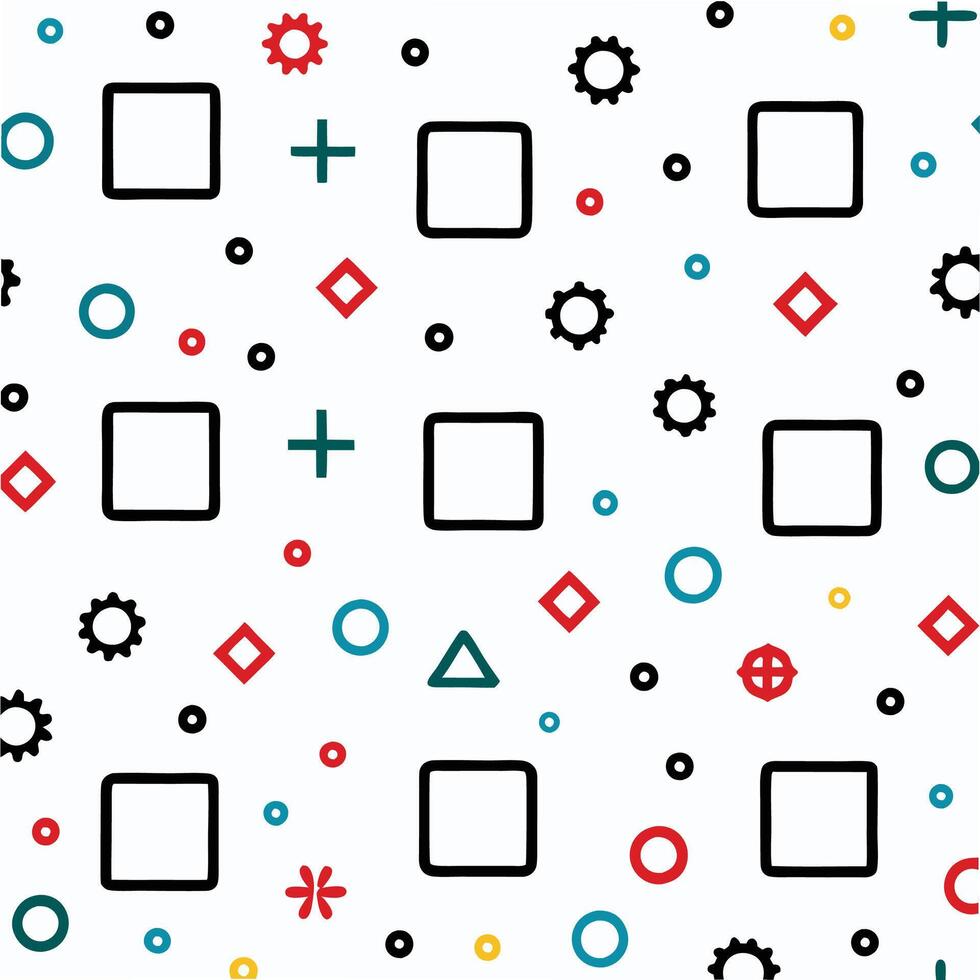 a pattern with squares and circles on it vector