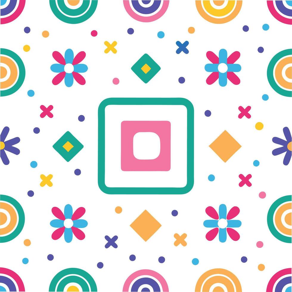a colorful pattern with a square in the center vector