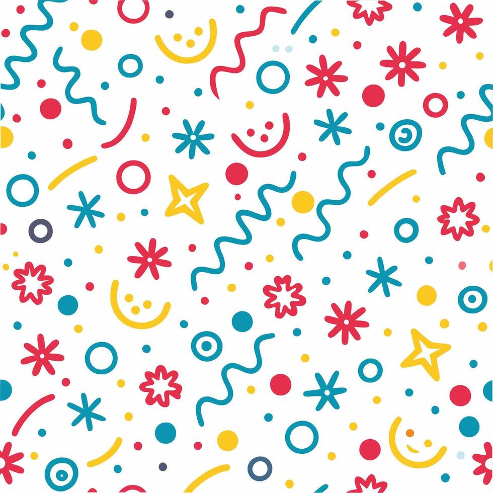 a colorful pattern with stars and flowers vector