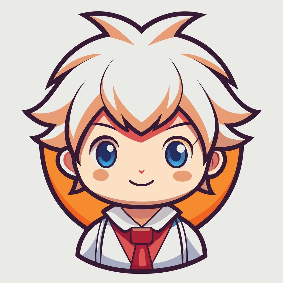 anime character with white hair and blue eyes vector