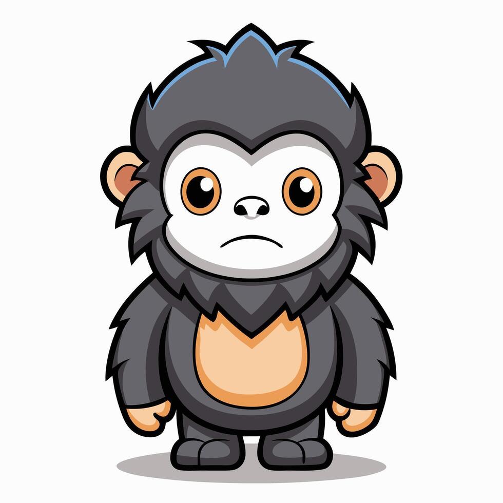 a cartoon gorilla with a sad expression vector