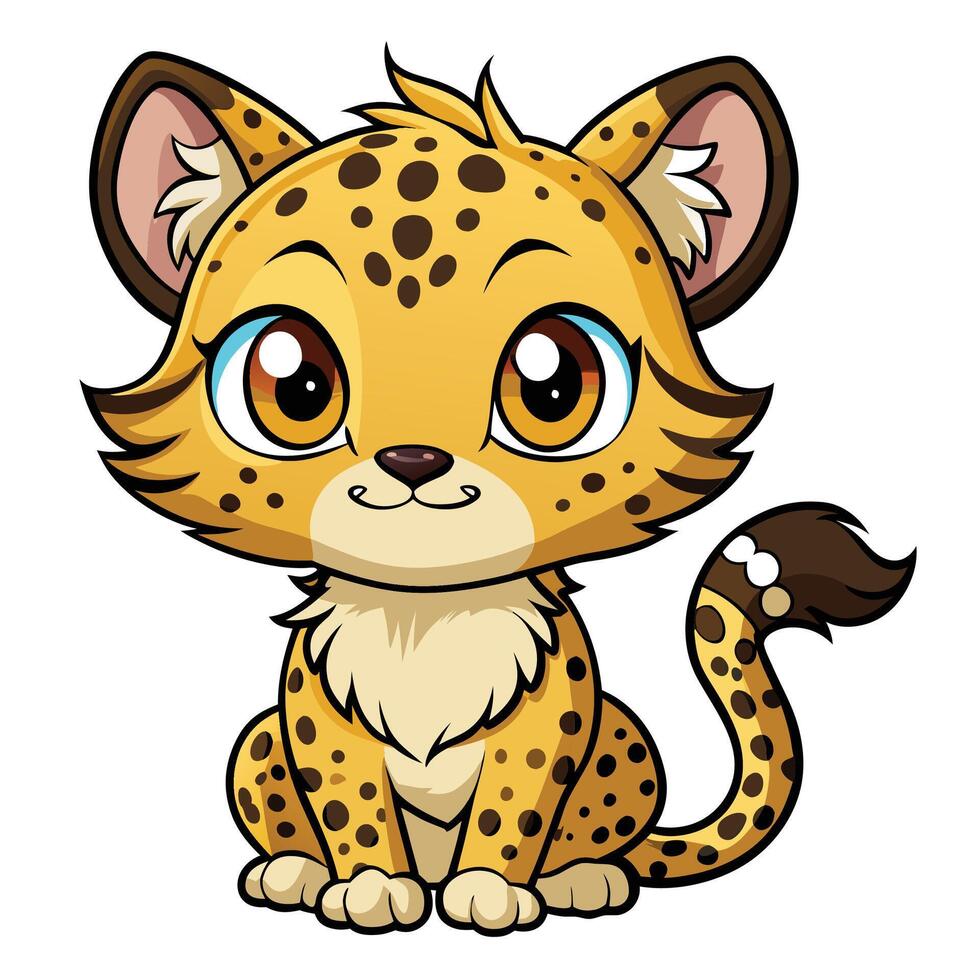 a cartoon cheetah sitting down and looking at the camera vector