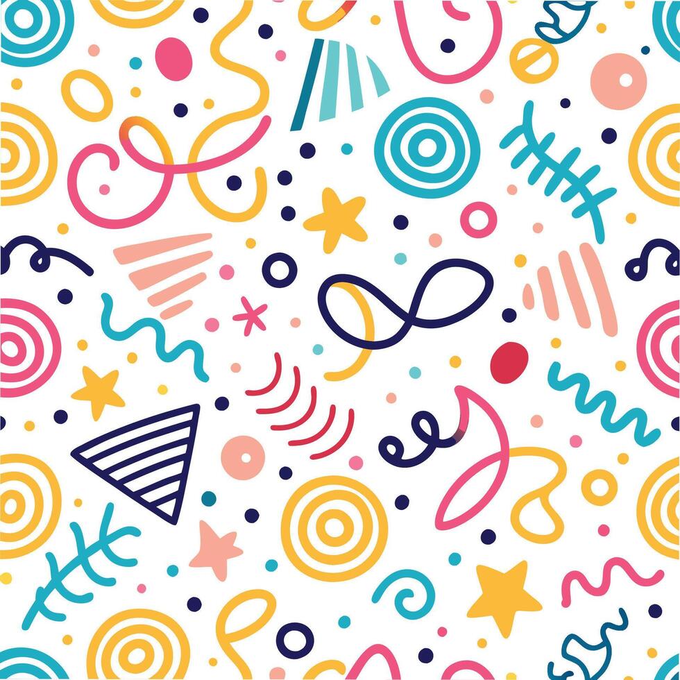 seamless pattern with colorful shapes and lines vector