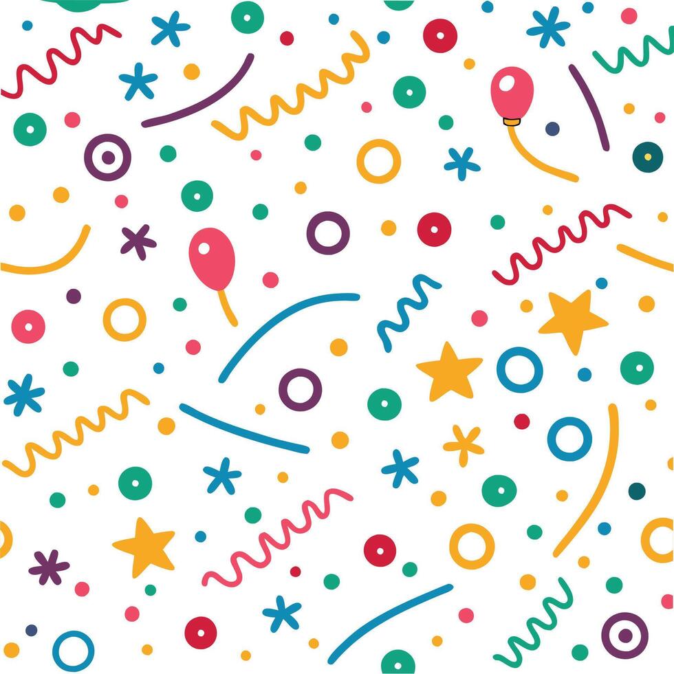 a colorful party background with balloons and stars vector